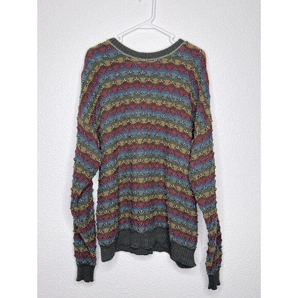 Vintage 90s Crossings 100% Cotton Multicolor 3D Texture Pattern Knit Sweater USA